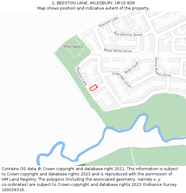 2, BEESTON LANE, AYLESBURY, HP19 9DR: Location map and indicative extent of plot