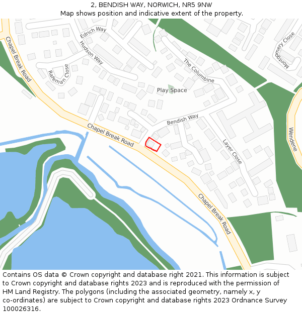 2, BENDISH WAY, NORWICH, NR5 9NW: Location map and indicative extent of plot