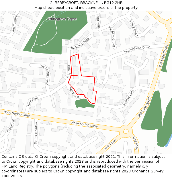 2, BERRYCROFT, BRACKNELL, RG12 2HR: Location map and indicative extent of plot
