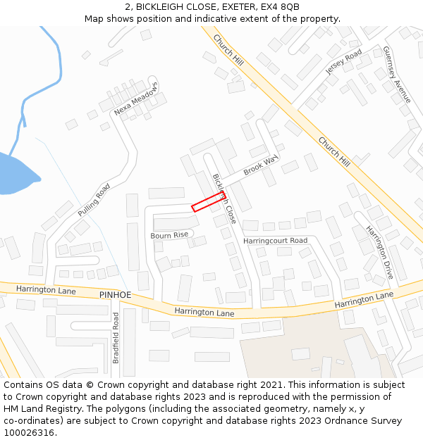 2, BICKLEIGH CLOSE, EXETER, EX4 8QB: Location map and indicative extent of plot