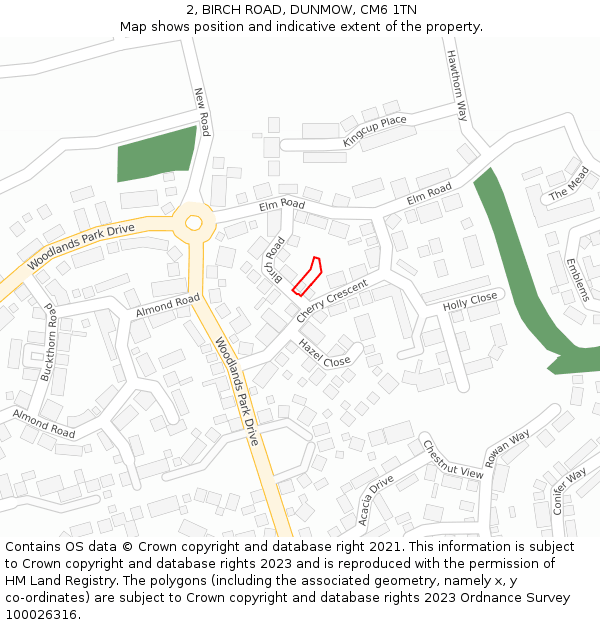 2, BIRCH ROAD, DUNMOW, CM6 1TN: Location map and indicative extent of plot