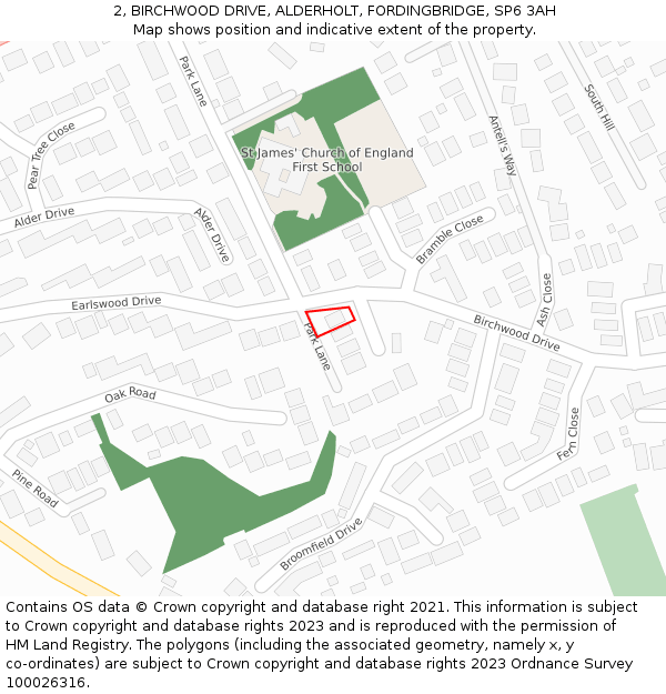 2, BIRCHWOOD DRIVE, ALDERHOLT, FORDINGBRIDGE, SP6 3AH: Location map and indicative extent of plot
