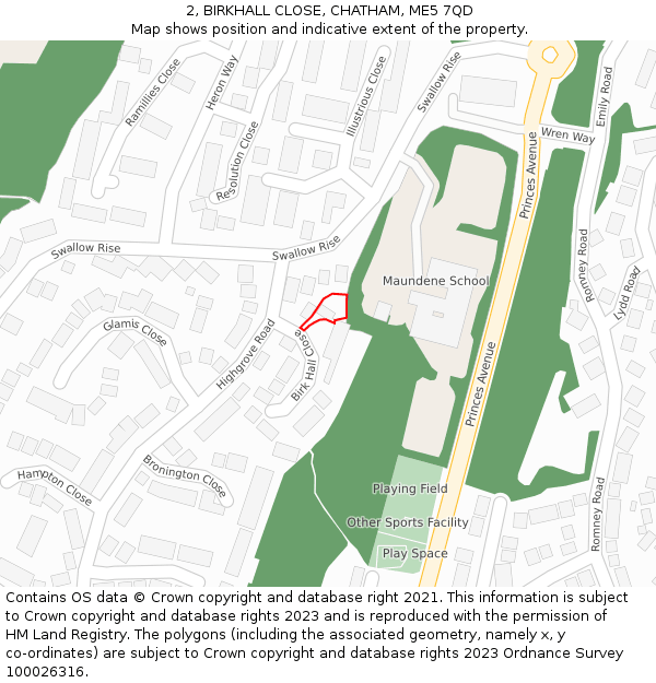 2, BIRKHALL CLOSE, CHATHAM, ME5 7QD: Location map and indicative extent of plot