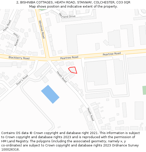2, BISHNIBA COTTAGES, HEATH ROAD, STANWAY, COLCHESTER, CO3 0QR: Location map and indicative extent of plot
