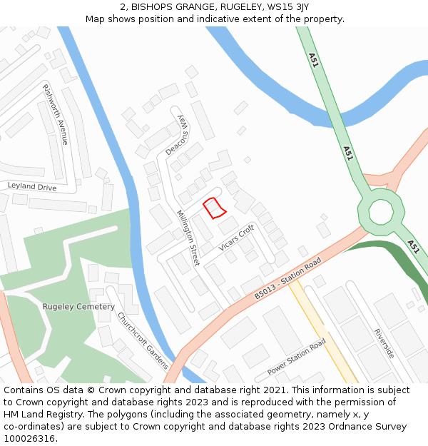 2, BISHOPS GRANGE, RUGELEY, WS15 3JY: Location map and indicative extent of plot