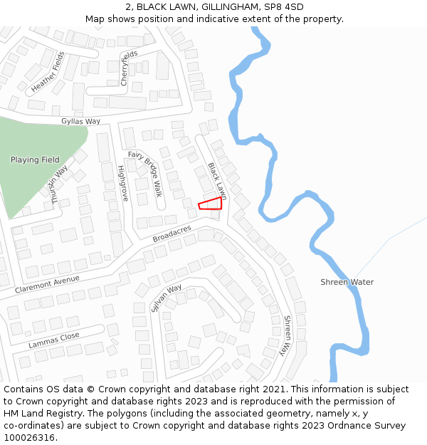 2, BLACK LAWN, GILLINGHAM, SP8 4SD: Location map and indicative extent of plot