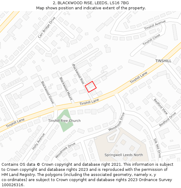 2, BLACKWOOD RISE, LEEDS, LS16 7BG: Location map and indicative extent of plot