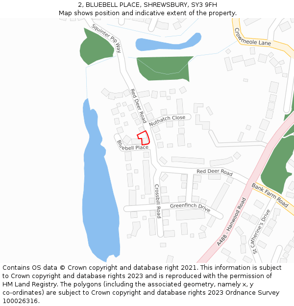 2, BLUEBELL PLACE, SHREWSBURY, SY3 9FH: Location map and indicative extent of plot