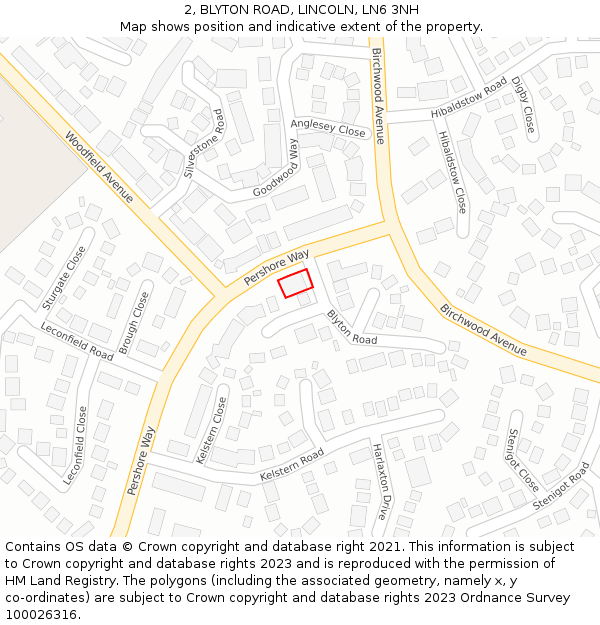 2, BLYTON ROAD, LINCOLN, LN6 3NH: Location map and indicative extent of plot