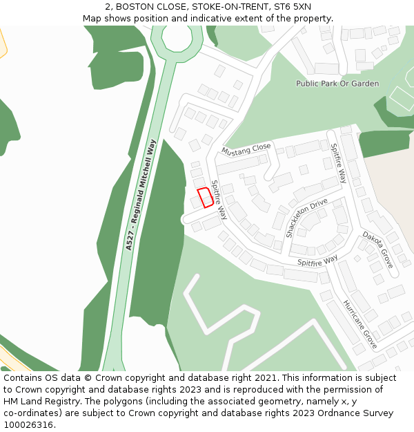 2, BOSTON CLOSE, STOKE-ON-TRENT, ST6 5XN: Location map and indicative extent of plot