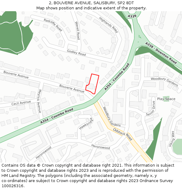 2, BOUVERIE AVENUE, SALISBURY, SP2 8DT: Location map and indicative extent of plot