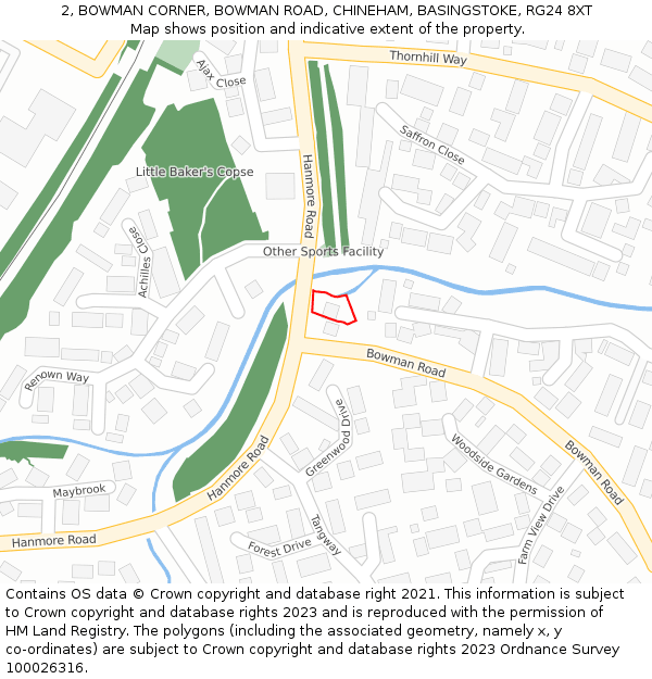 2, BOWMAN CORNER, BOWMAN ROAD, CHINEHAM, BASINGSTOKE, RG24 8XT: Location map and indicative extent of plot