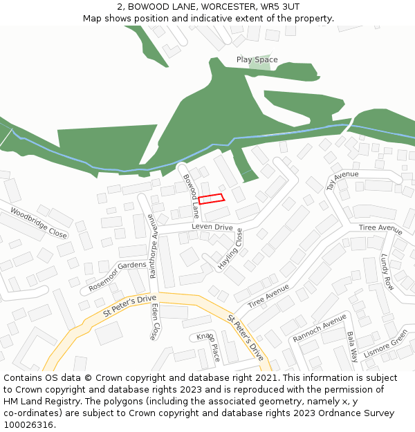 2, BOWOOD LANE, WORCESTER, WR5 3UT: Location map and indicative extent of plot