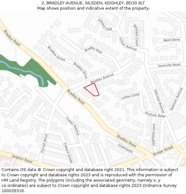 2, BRADLEY AVENUE, SILSDEN, KEIGHLEY, BD20 9LT: Location map and indicative extent of plot