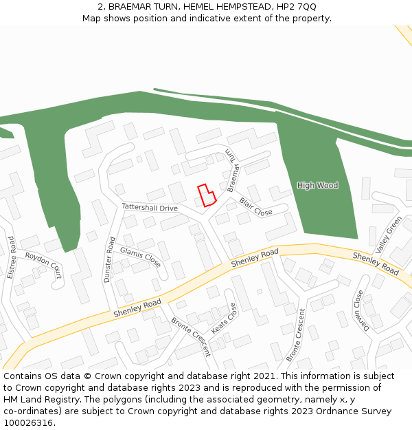2, BRAEMAR TURN, HEMEL HEMPSTEAD, HP2 7QQ: Location map and indicative extent of plot