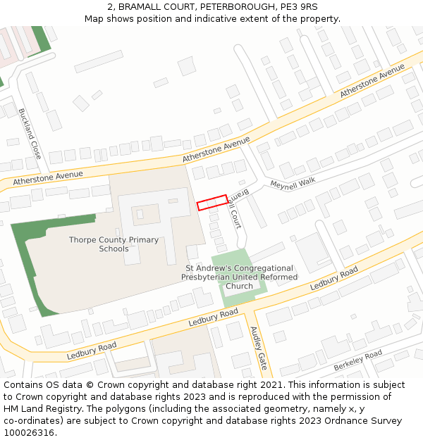 2, BRAMALL COURT, PETERBOROUGH, PE3 9RS: Location map and indicative extent of plot