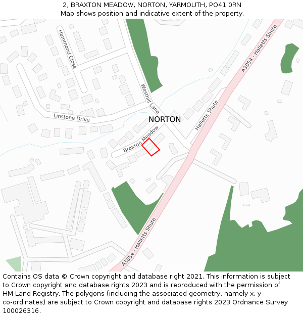 2, BRAXTON MEADOW, NORTON, YARMOUTH, PO41 0RN: Location map and indicative extent of plot