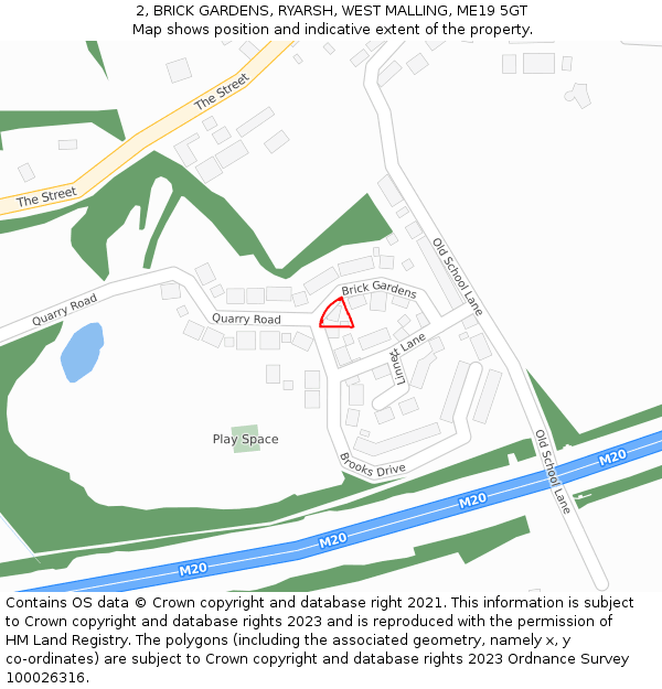 2, BRICK GARDENS, RYARSH, WEST MALLING, ME19 5GT: Location map and indicative extent of plot
