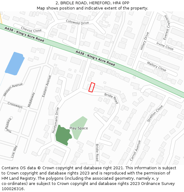 2, BRIDLE ROAD, HEREFORD, HR4 0PP: Location map and indicative extent of plot