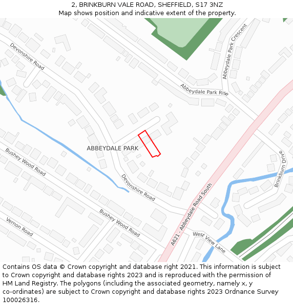 2, BRINKBURN VALE ROAD, SHEFFIELD, S17 3NZ: Location map and indicative extent of plot