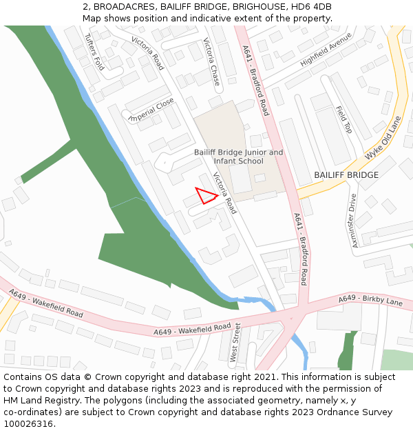 2, BROADACRES, BAILIFF BRIDGE, BRIGHOUSE, HD6 4DB: Location map and indicative extent of plot