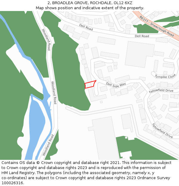 2, BROADLEA GROVE, ROCHDALE, OL12 6XZ: Location map and indicative extent of plot