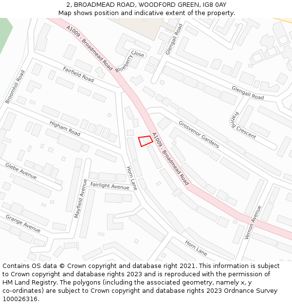2, BROADMEAD ROAD, WOODFORD GREEN, IG8 0AY: Location map and indicative extent of plot