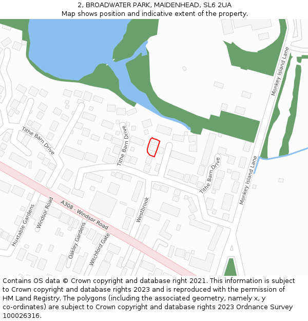 2, BROADWATER PARK, MAIDENHEAD, SL6 2UA: Location map and indicative extent of plot