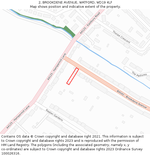 2, BROOKDENE AVENUE, WATFORD, WD19 4LF: Location map and indicative extent of plot