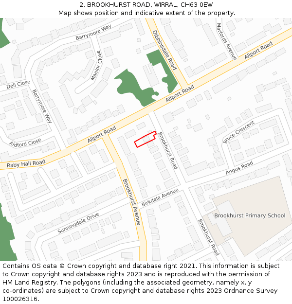 2, BROOKHURST ROAD, WIRRAL, CH63 0EW: Location map and indicative extent of plot