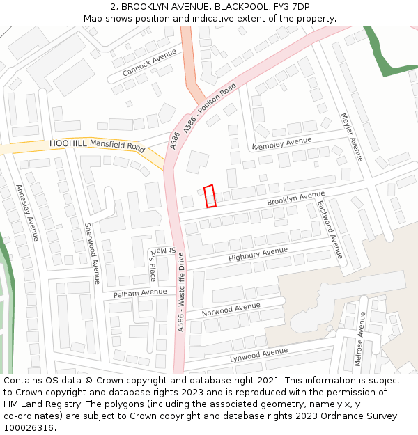 2, BROOKLYN AVENUE, BLACKPOOL, FY3 7DP: Location map and indicative extent of plot
