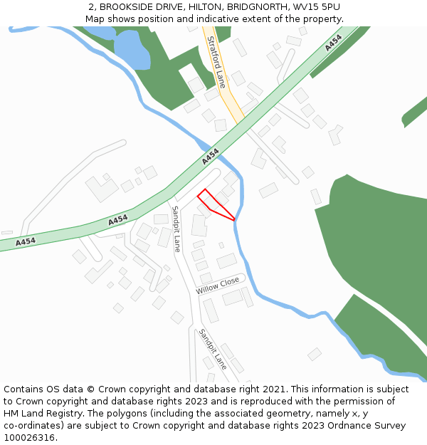 2, BROOKSIDE DRIVE, HILTON, BRIDGNORTH, WV15 5PU: Location map and indicative extent of plot