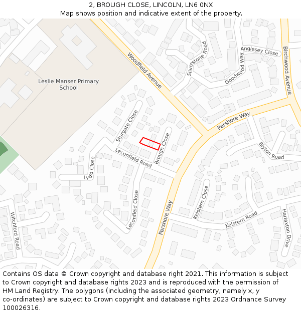 2, BROUGH CLOSE, LINCOLN, LN6 0NX: Location map and indicative extent of plot