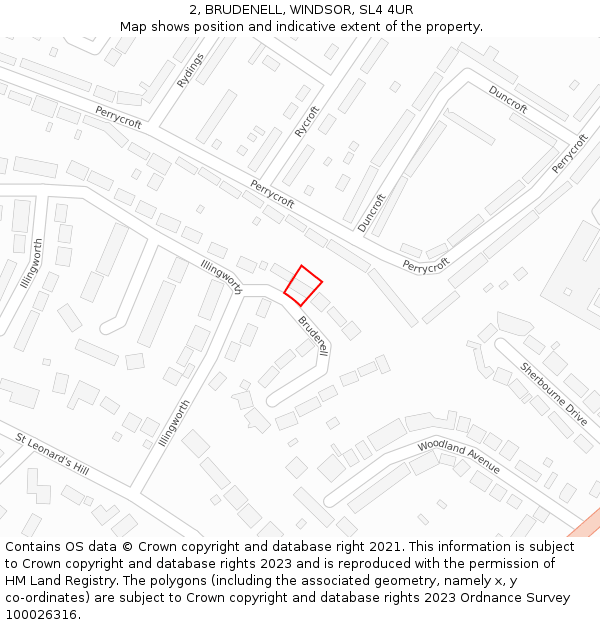 2, BRUDENELL, WINDSOR, SL4 4UR: Location map and indicative extent of plot