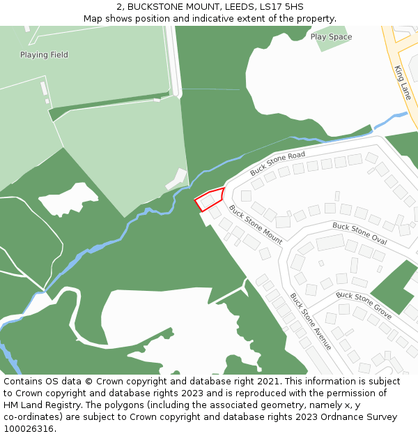 2, BUCKSTONE MOUNT, LEEDS, LS17 5HS: Location map and indicative extent of plot