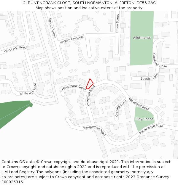 2, BUNTINGBANK CLOSE, SOUTH NORMANTON, ALFRETON, DE55 3AS: Location map and indicative extent of plot