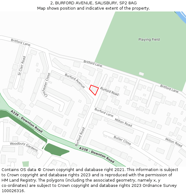 2, BURFORD AVENUE, SALISBURY, SP2 8AG: Location map and indicative extent of plot