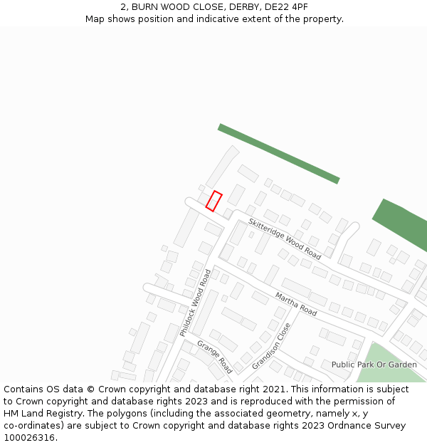 2, BURN WOOD CLOSE, DERBY, DE22 4PF: Location map and indicative extent of plot