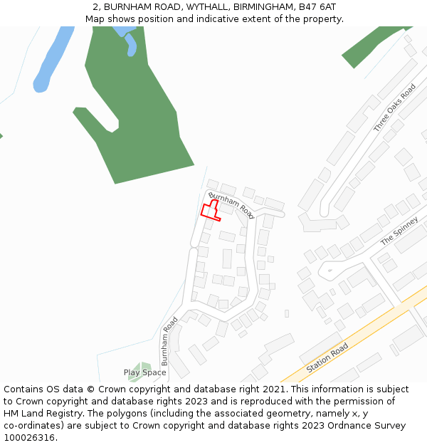 2, BURNHAM ROAD, WYTHALL, BIRMINGHAM, B47 6AT: Location map and indicative extent of plot