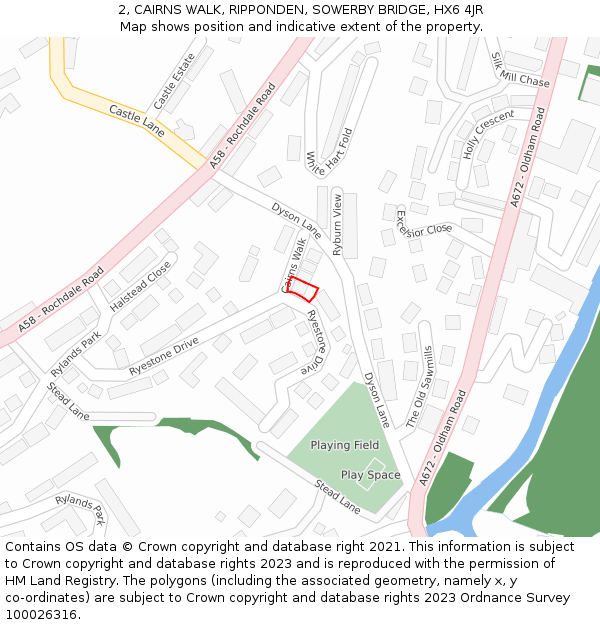 2, CAIRNS WALK, RIPPONDEN, SOWERBY BRIDGE, HX6 4JR: Location map and indicative extent of plot