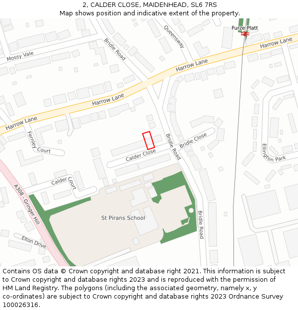2, CALDER CLOSE, MAIDENHEAD, SL6 7RS: Location map and indicative extent of plot