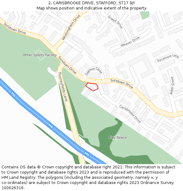 2, CARISBROOKE DRIVE, STAFFORD, ST17 9JY: Location map and indicative extent of plot