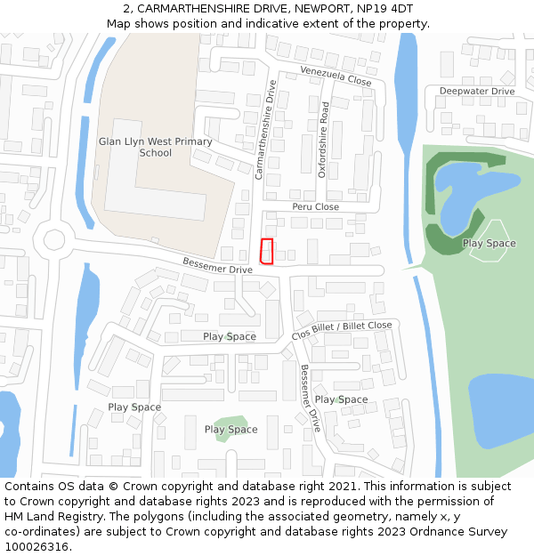 2, CARMARTHENSHIRE DRIVE, NEWPORT, NP19 4DT: Location map and indicative extent of plot