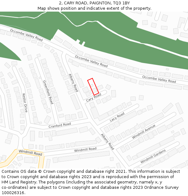2, CARY ROAD, PAIGNTON, TQ3 1BY: Location map and indicative extent of plot
