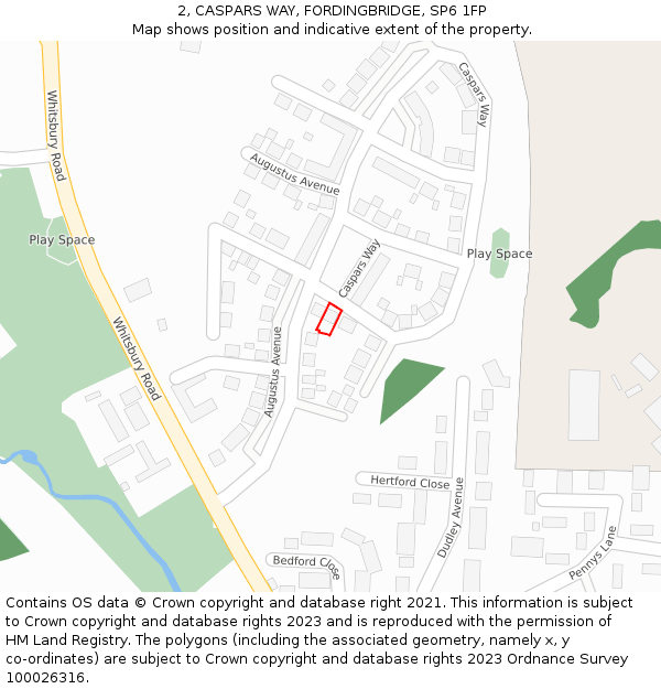 2, CASPARS WAY, FORDINGBRIDGE, SP6 1FP: Location map and indicative extent of plot