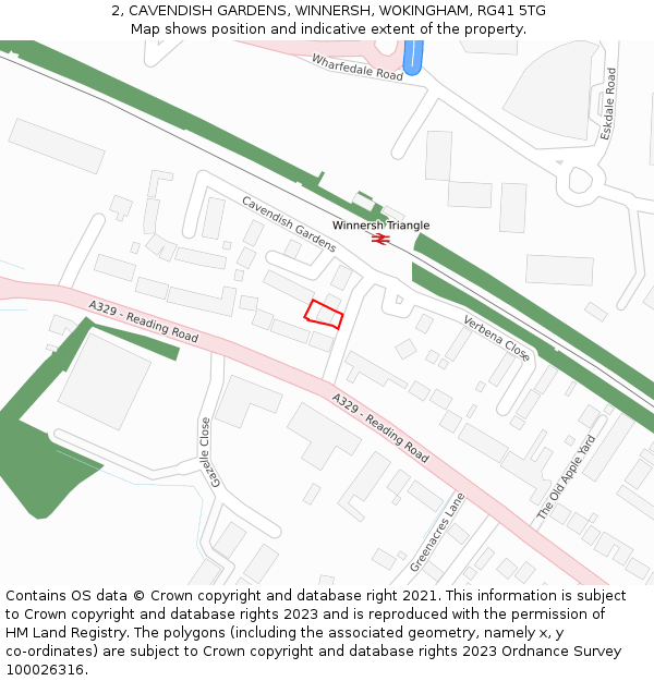 2, CAVENDISH GARDENS, WINNERSH, WOKINGHAM, RG41 5TG: Location map and indicative extent of plot