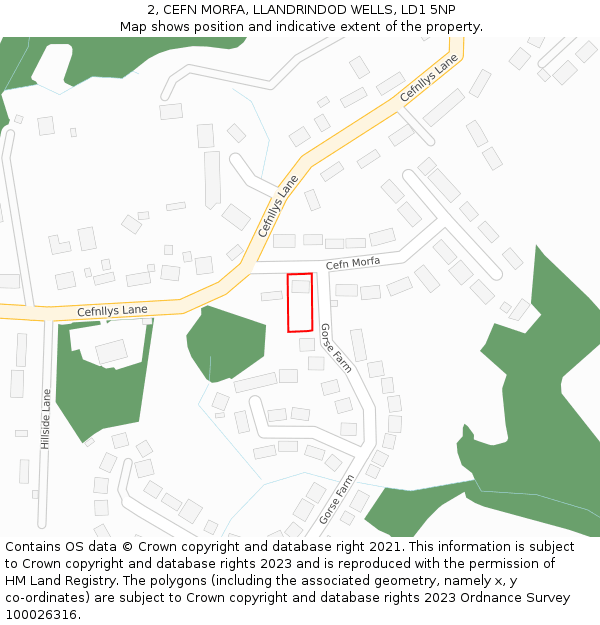 2, CEFN MORFA, LLANDRINDOD WELLS, LD1 5NP: Location map and indicative extent of plot