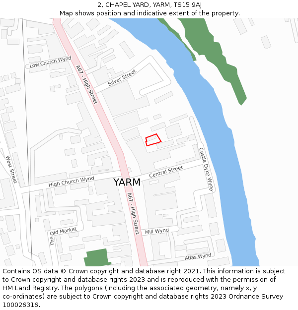 2, CHAPEL YARD, YARM, TS15 9AJ: Location map and indicative extent of plot