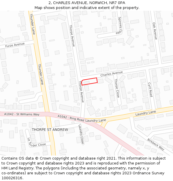 2, CHARLES AVENUE, NORWICH, NR7 0PA: Location map and indicative extent of plot