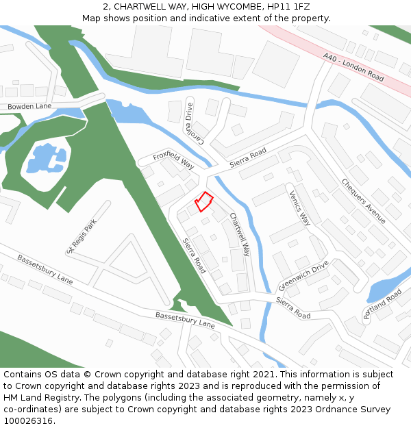 2, CHARTWELL WAY, HIGH WYCOMBE, HP11 1FZ: Location map and indicative extent of plot